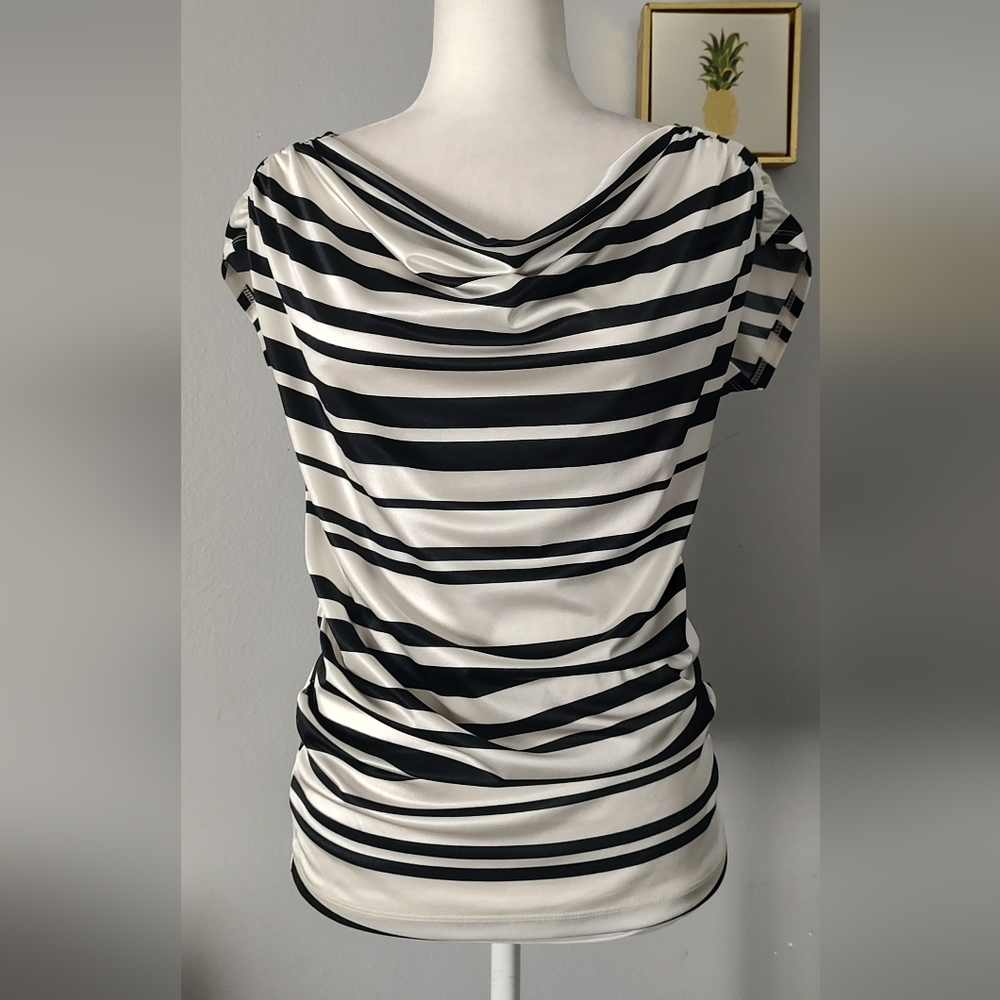 New York & Company Monochrome Striped Blouse